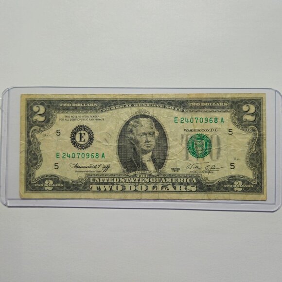 Us Mint Other - RARE 1976 Two Dollar Bill in‎ Hard Sleeve - Circulated - (B380)